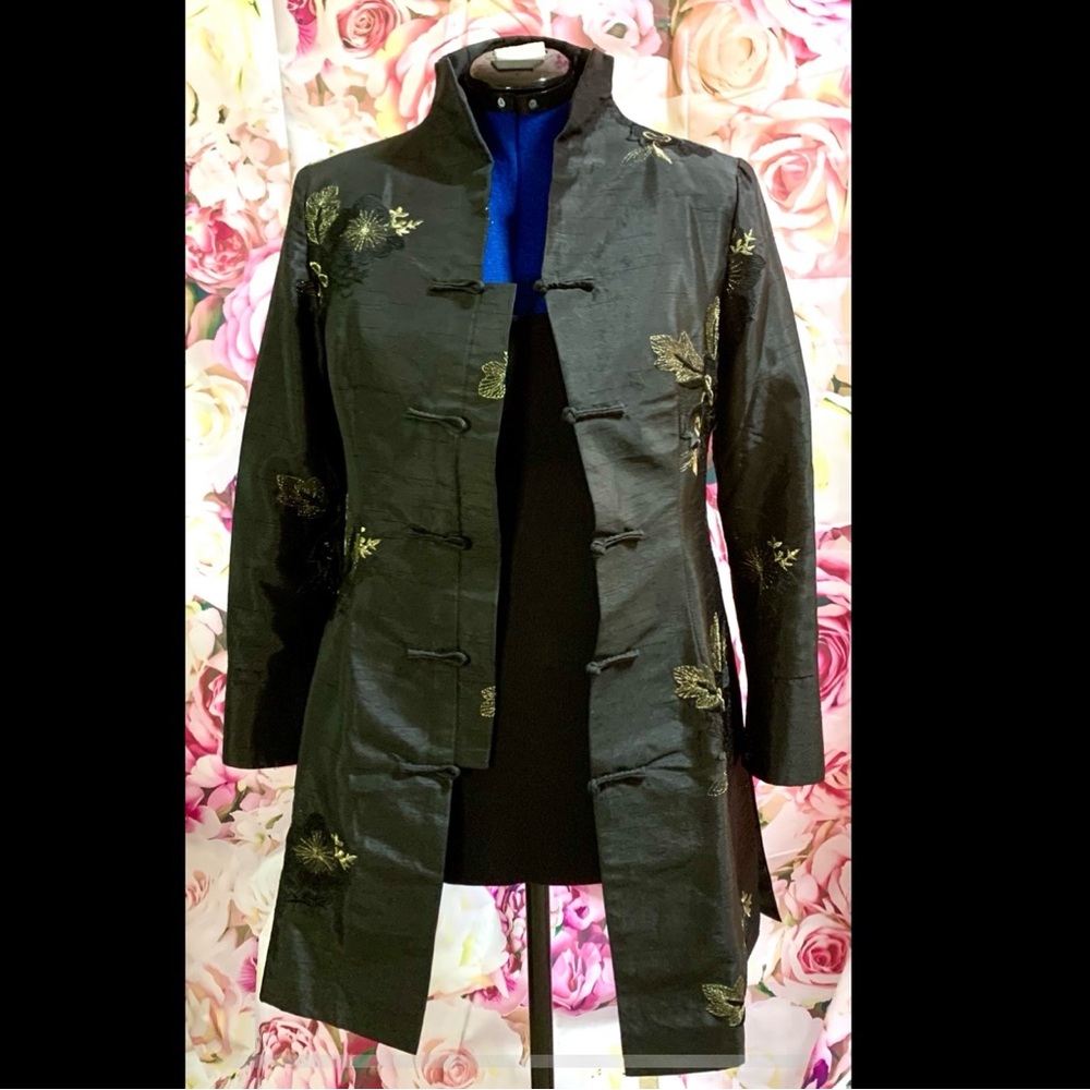 Chinese Style Black Silk Floral Women's Jacket
